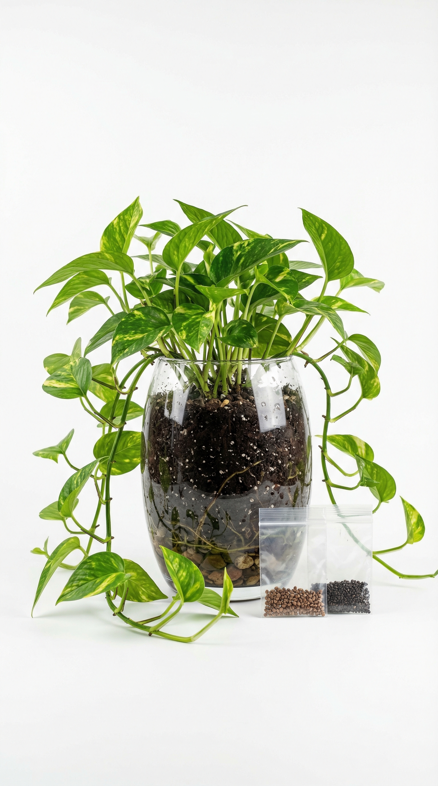 Money Plant Glass Bowl Setup with Seed Kit – Growth & Wealth Decor (Rs. 110)