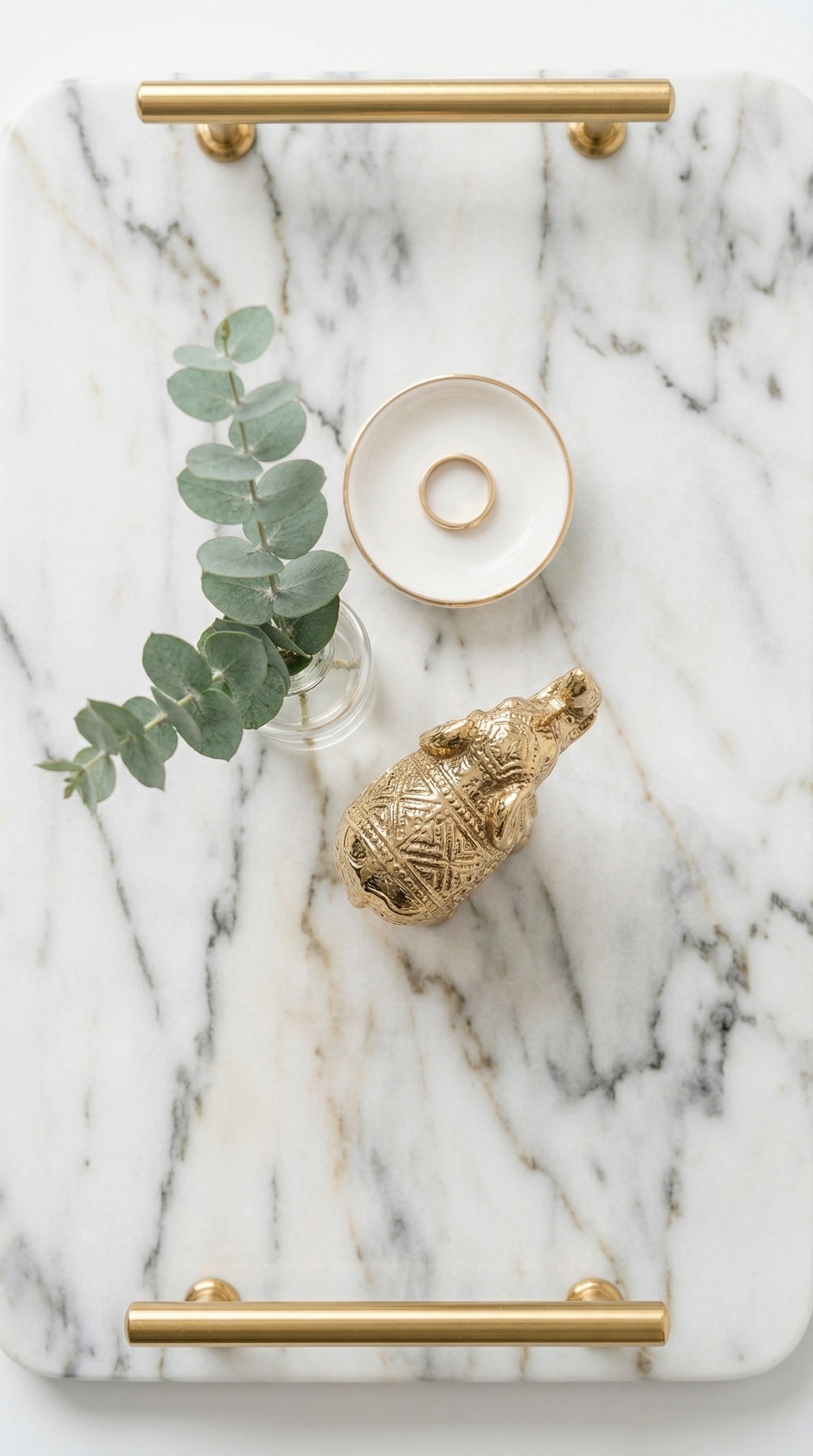 Marble Texture Serving Tray with Gold Handles – Premium Home Decor (Rs. 105)