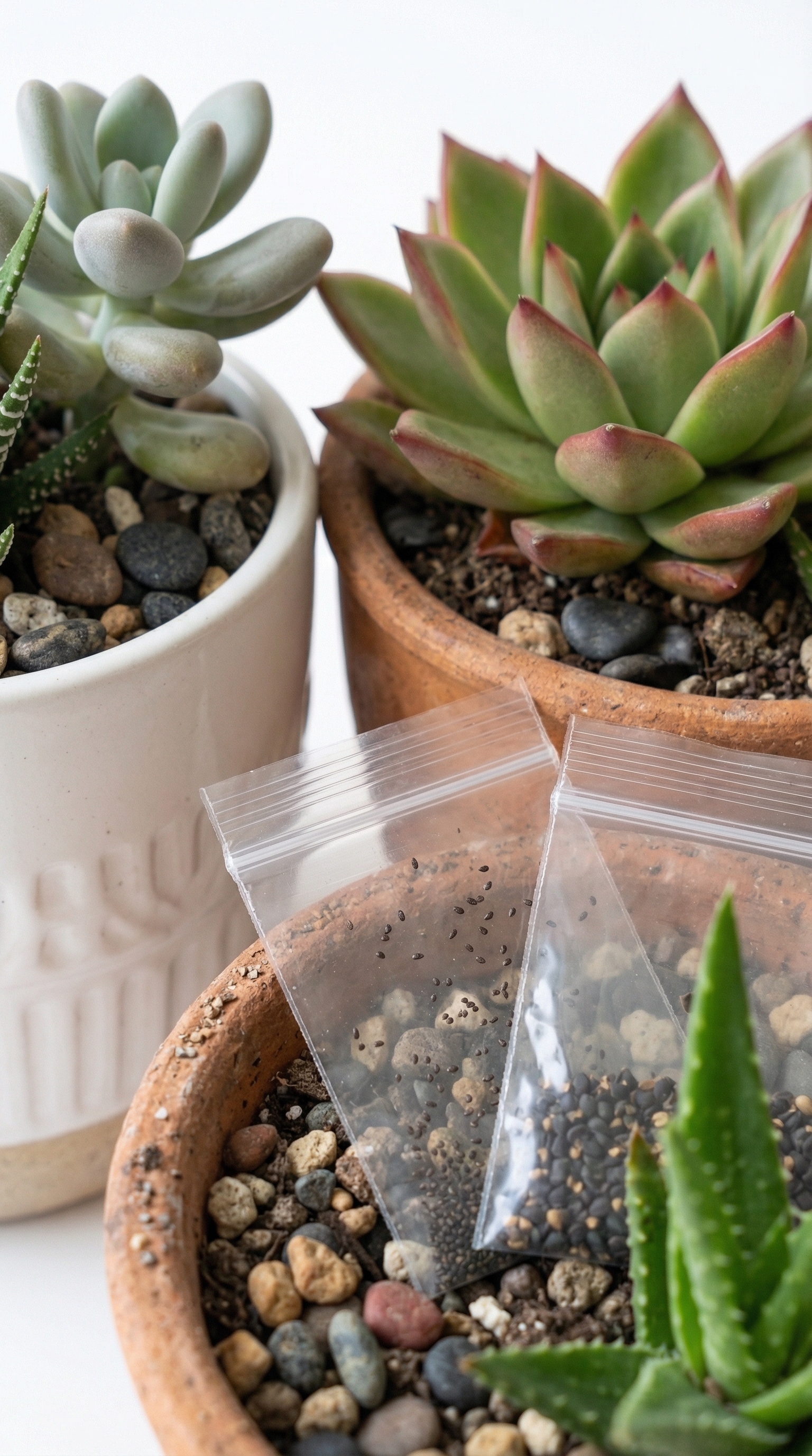 Succulent Plant Duo with Seed Kit – Minimal Green Luxury (Rs. 115)