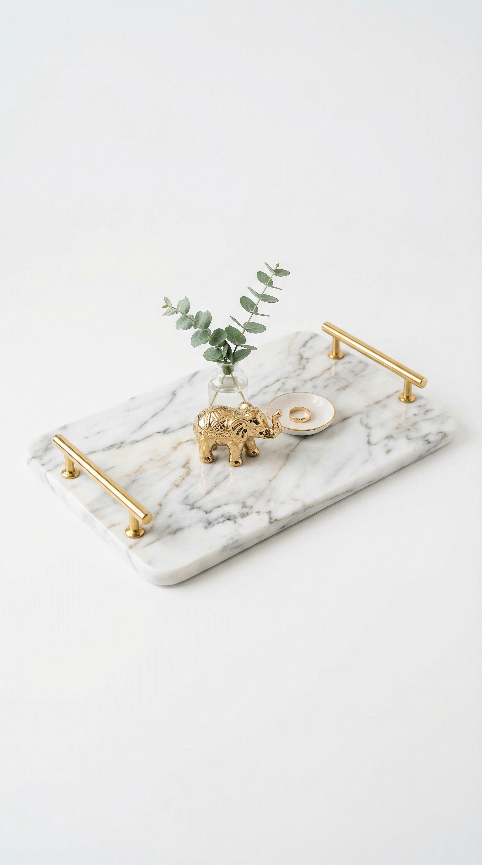 Marble Texture Serving Tray with Gold Handles – Premium Home Decor (Rs. 105)