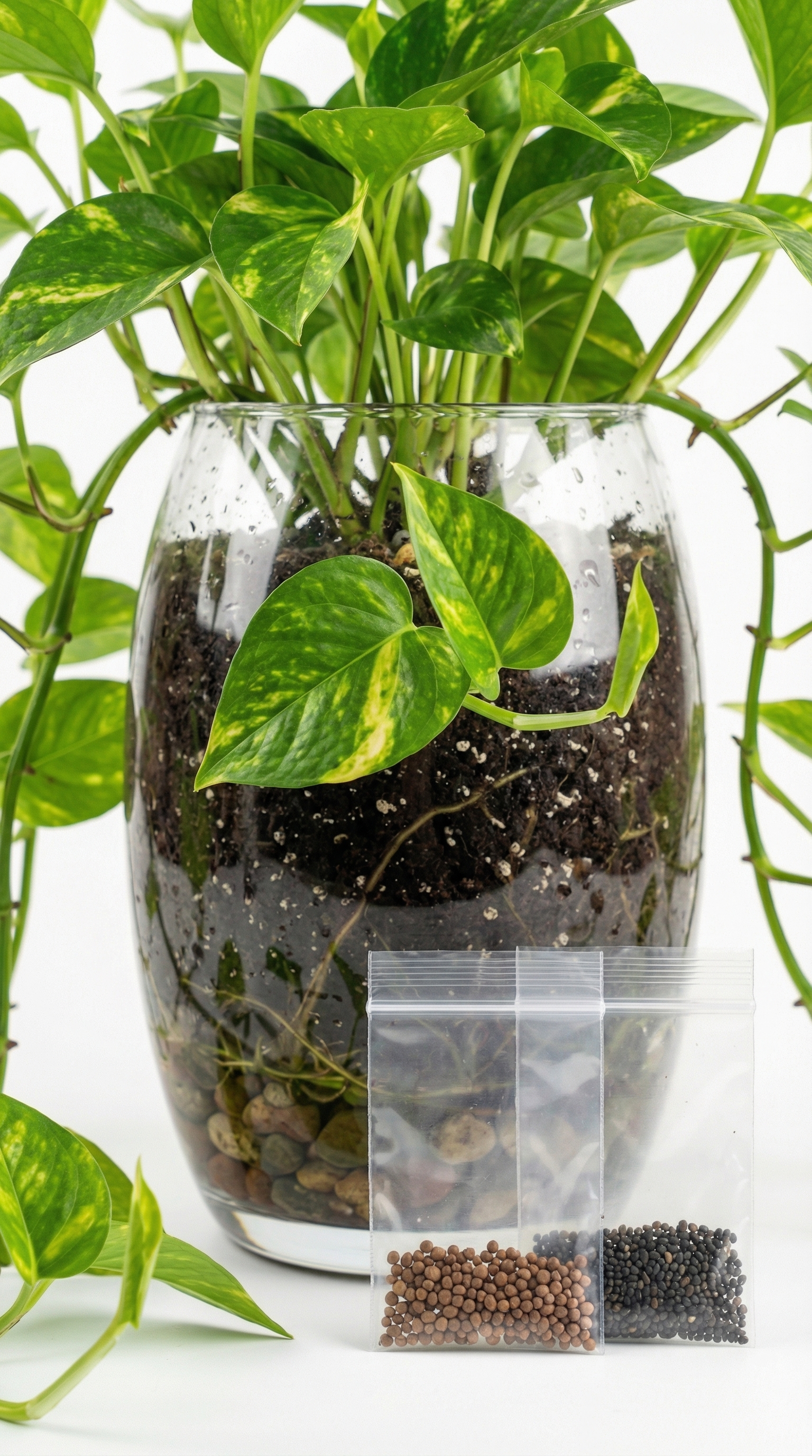 Money Plant Glass Bowl Setup with Seed Kit – Growth & Wealth Decor (Rs. 110)