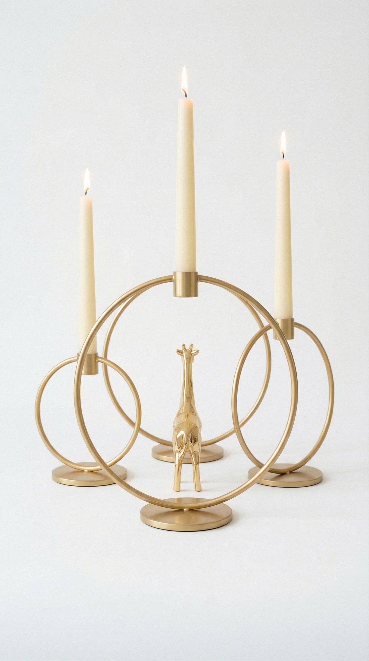 Gold Ring Candle Holder Set with Deer Accent – Premium Home Decor (Rs. 104)
