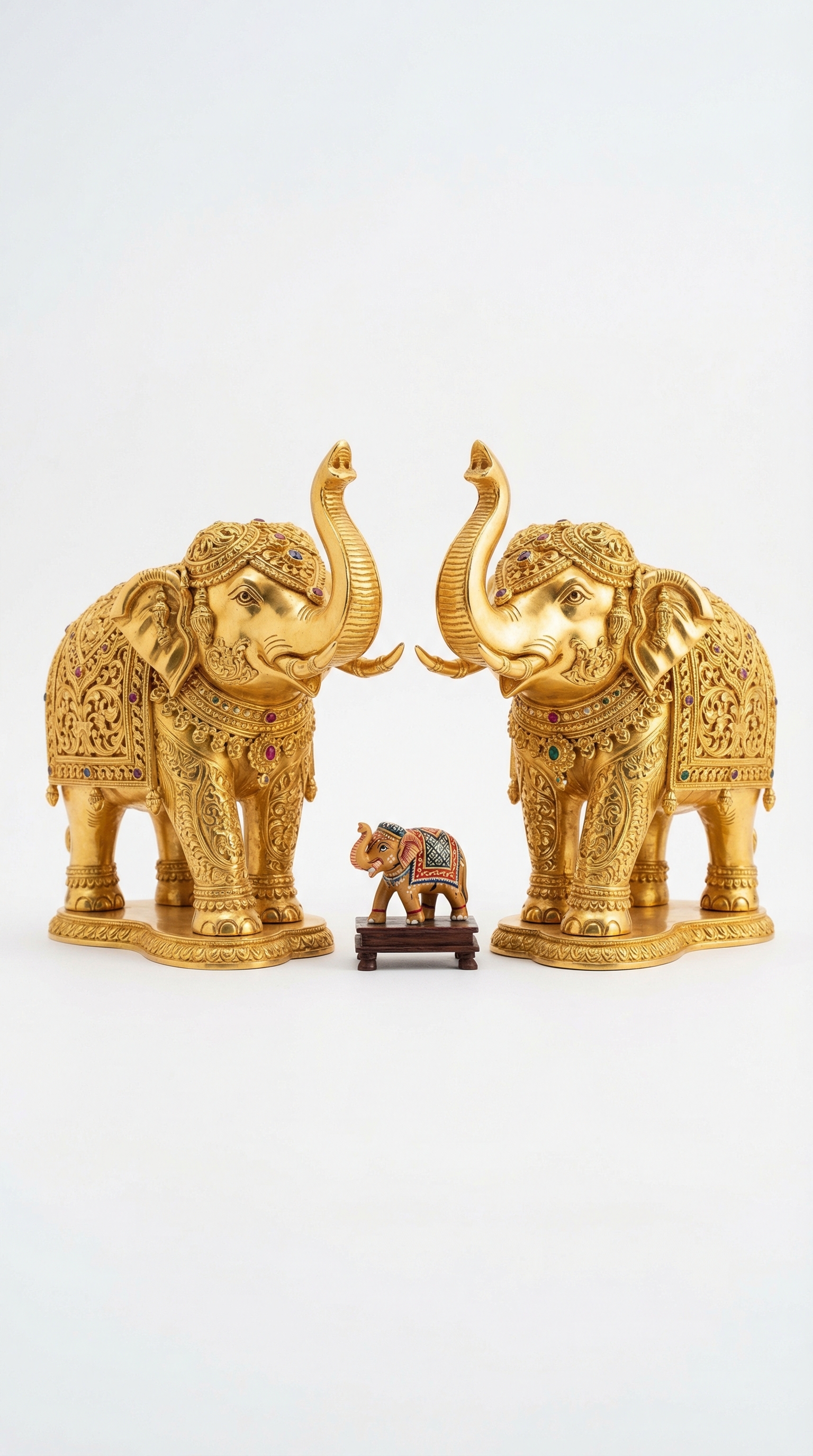 Golden Elephant Decorative Showpiece Set – Premium Home Decor (Rs. 110)