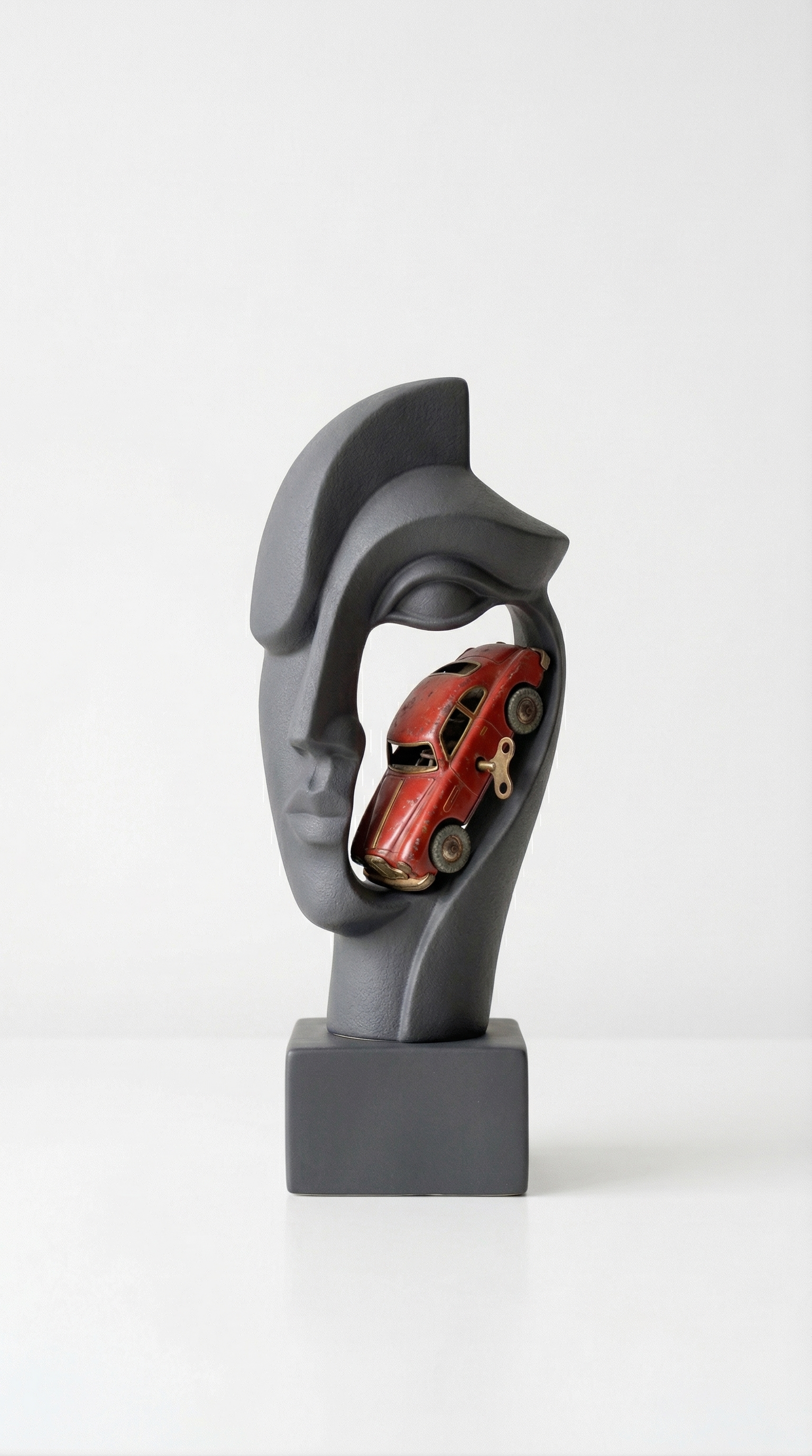 Modern Abstract Face Sculpture with Vintage Car – Artistic Home Decor (Rs. 99)
