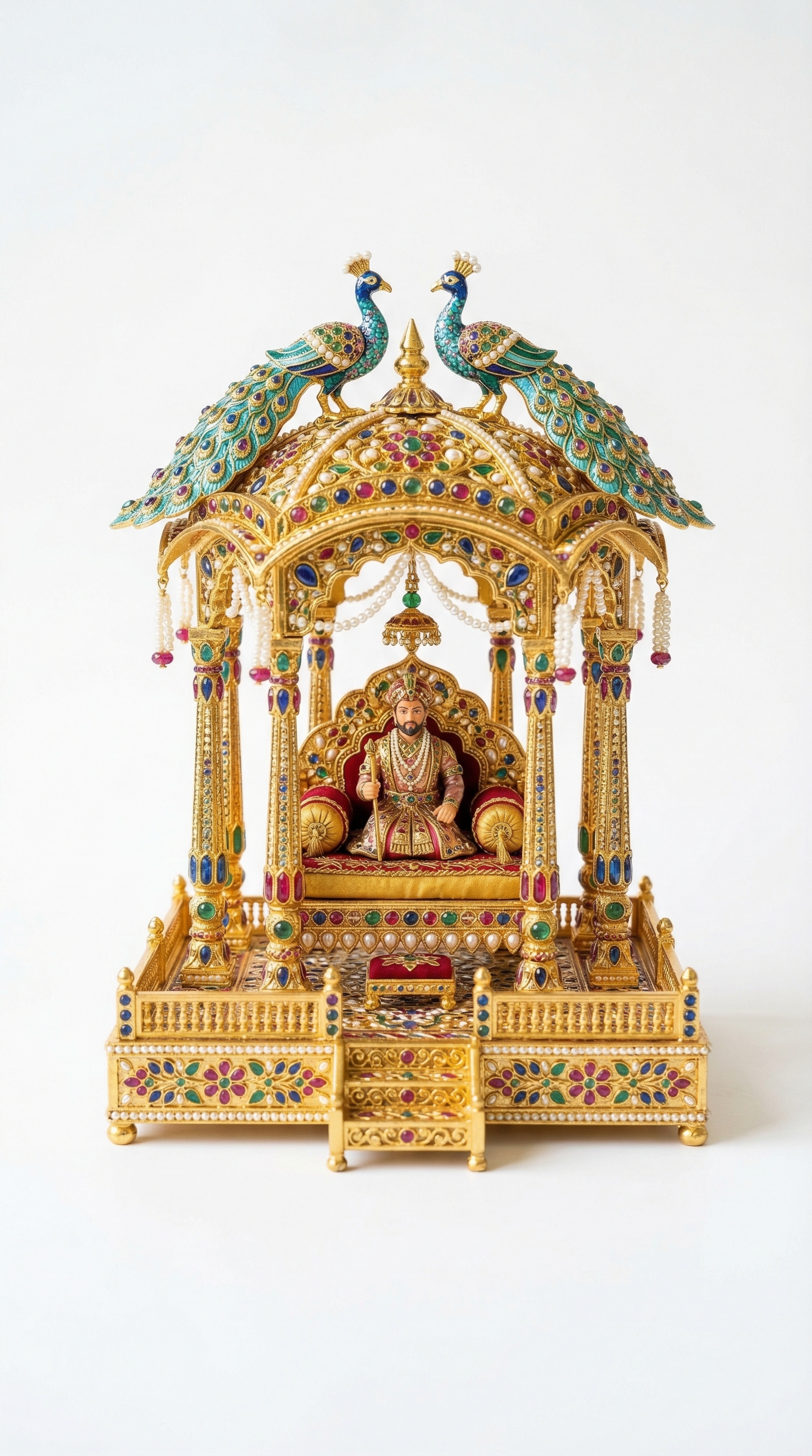 Royal Mughal Peacock Throne Showpiece – Premium Home Decor (Rs. 110)