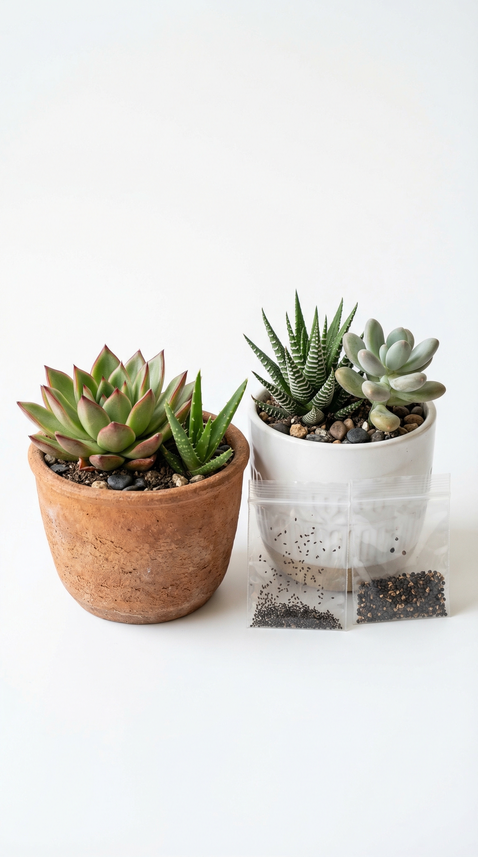 Succulent Plant Duo with Seed Kit – Minimal Green Luxury (Rs. 115)