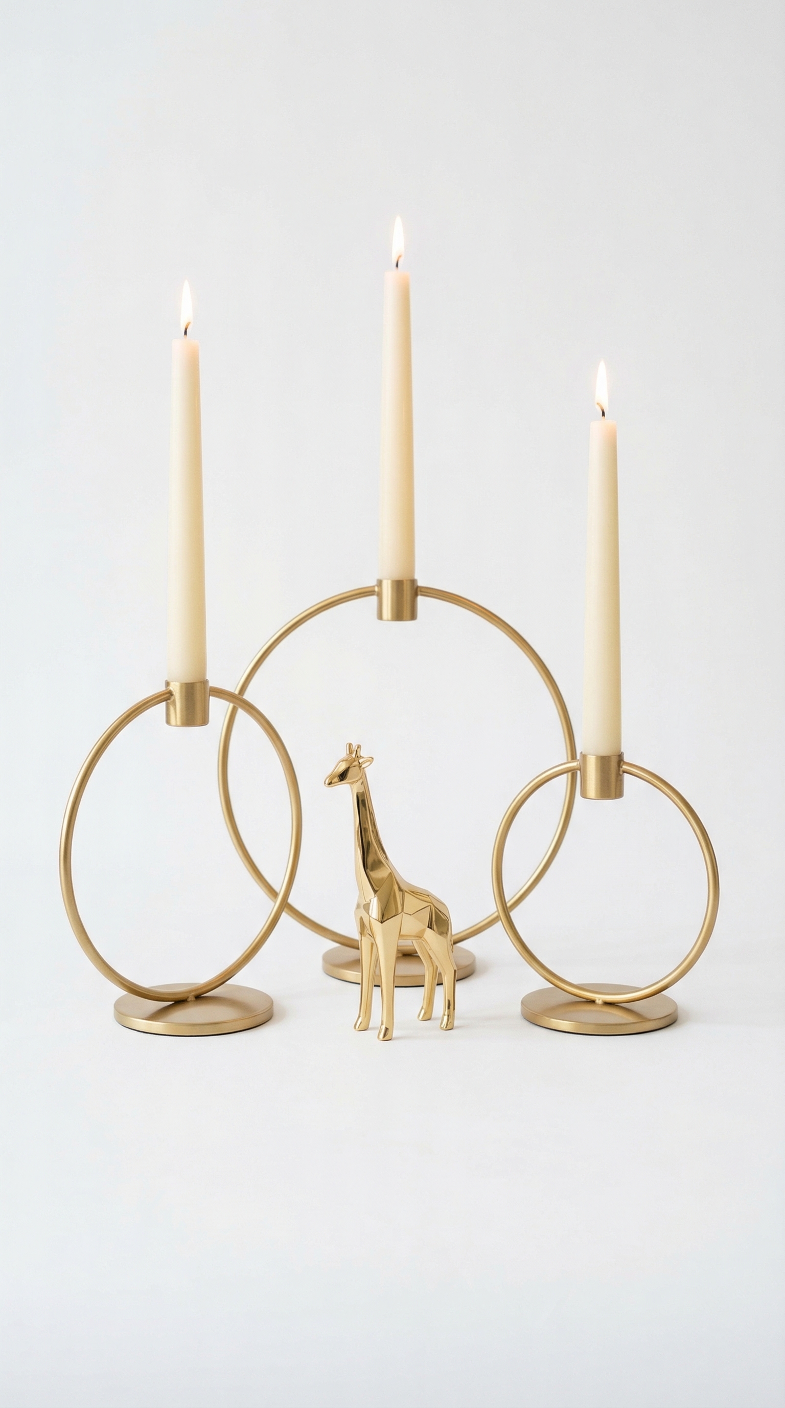 Gold Ring Candle Holder Set with Deer Accent – Premium Home Decor (Rs. 104)