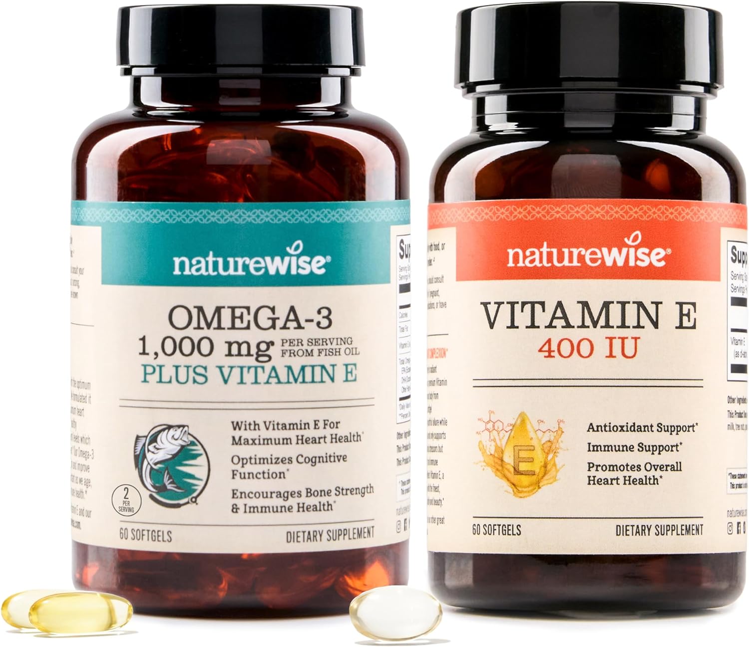 NatureWise Omega-3 Plus Vitamin E & Vitamin E Supplement Bundle