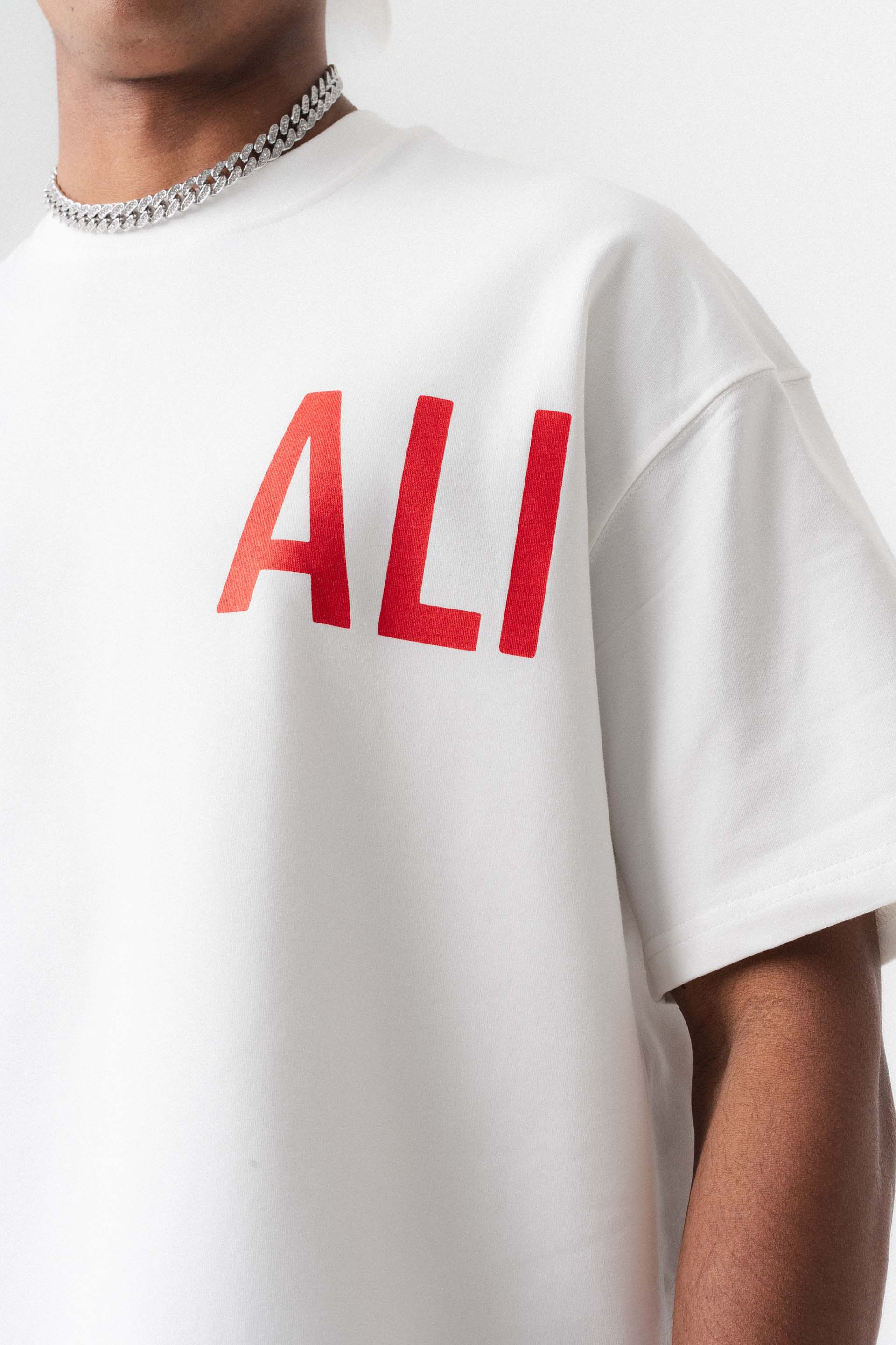 ALI Oversized White T-Shirt for Men