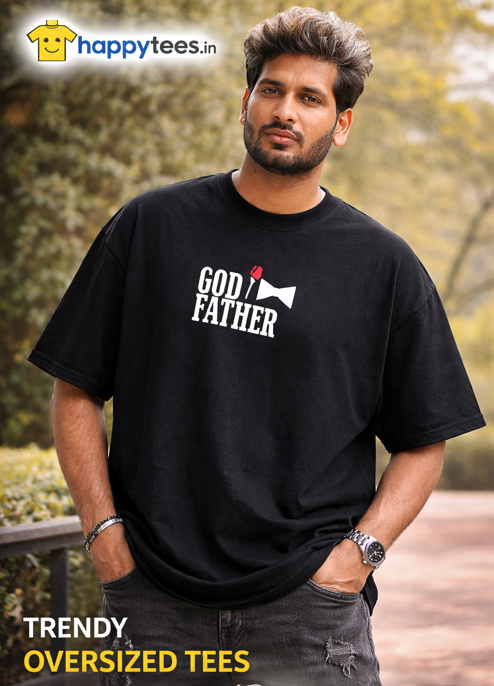 The Godfather Oversized Black T-Shirt for Men 