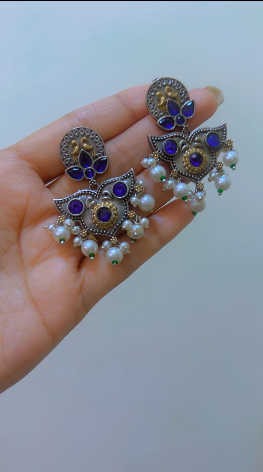 Indrani Blue Pearl Earrings