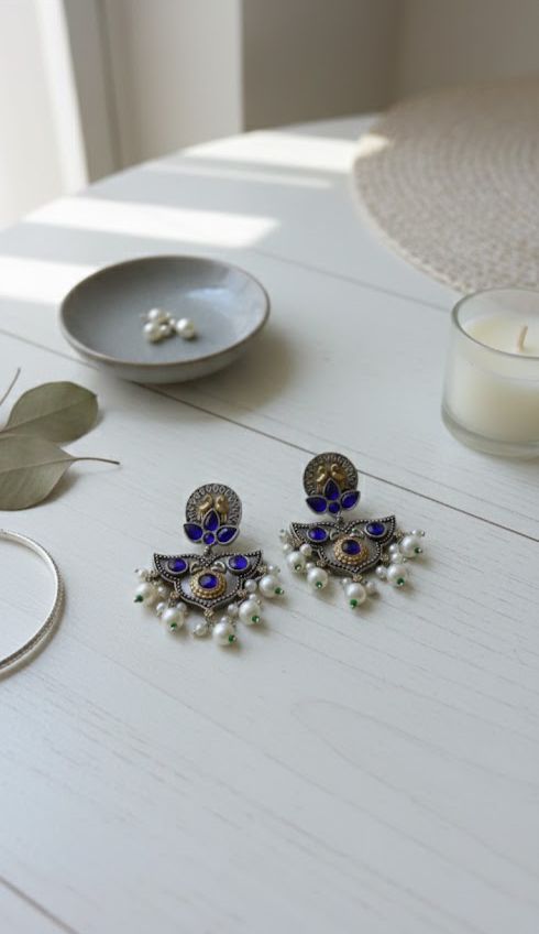 Indrani Blue Pearl Earrings