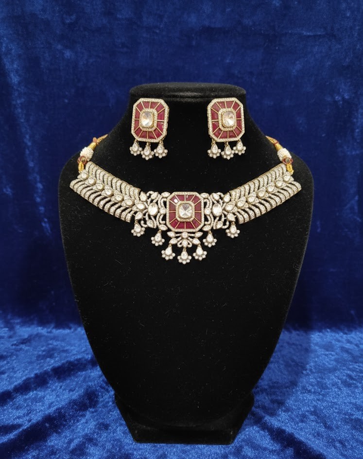 Ruby Moissanite Necklace Set