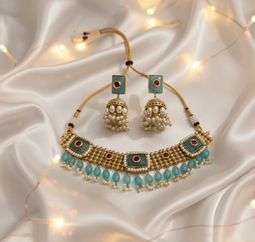 Aqua Grace Pearl Necklace Set