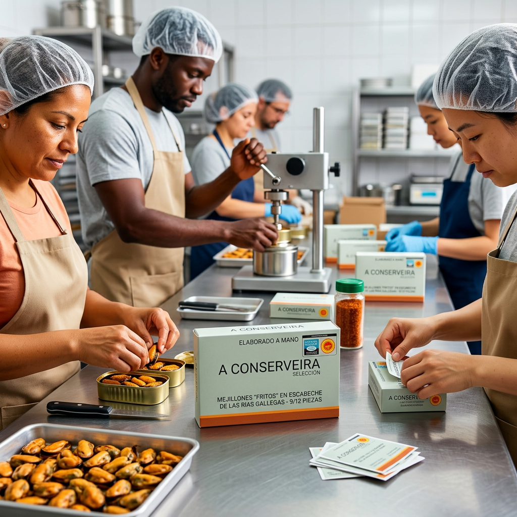 Mejillones en conserva fritos en escabeche A Conserveira