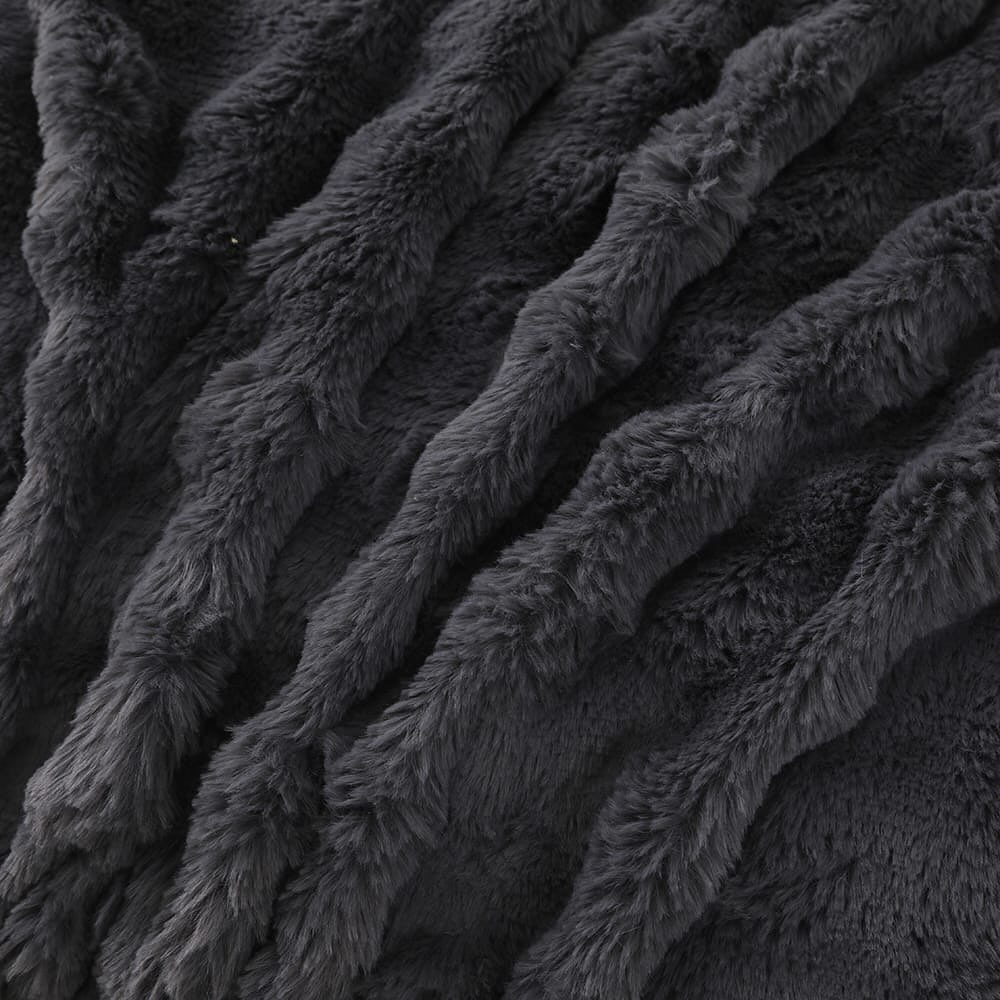 Loria Peluş Antrasit Yatak Örtüsü Takımı