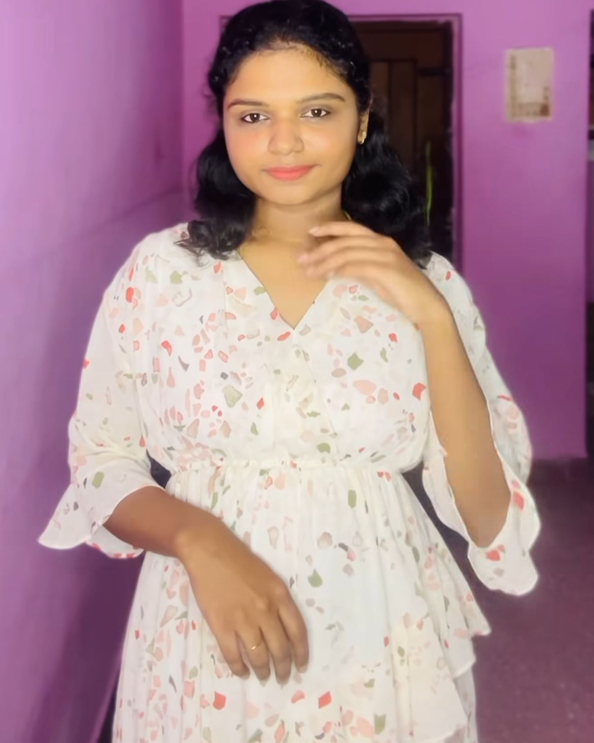 Floral Printed White Dress