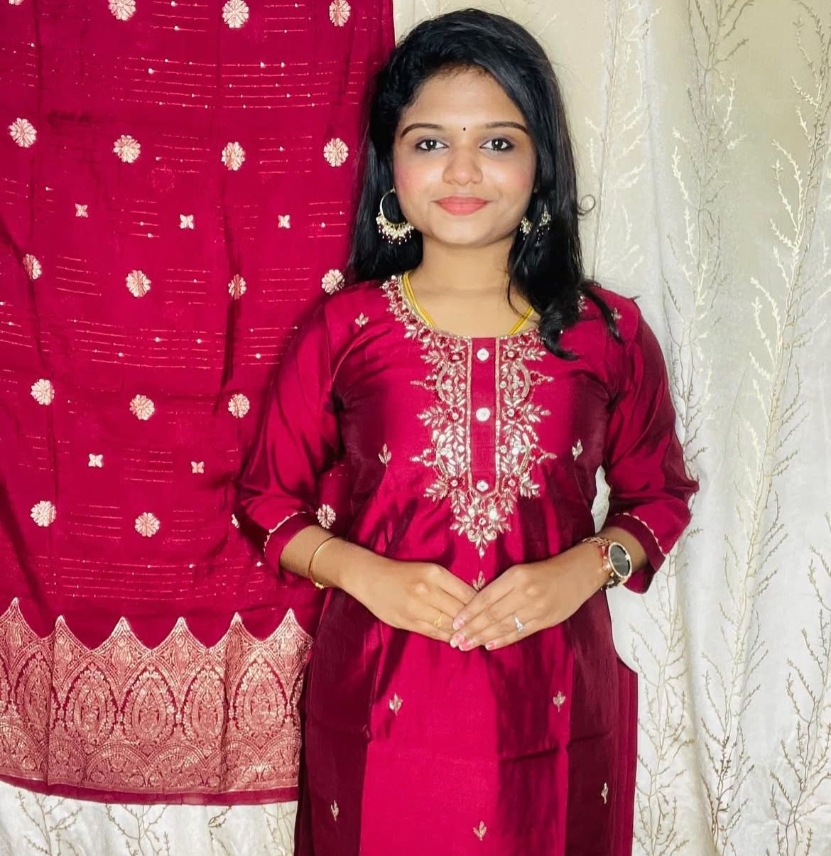 Embroidered DESIGNER Maroon SALWAR Set