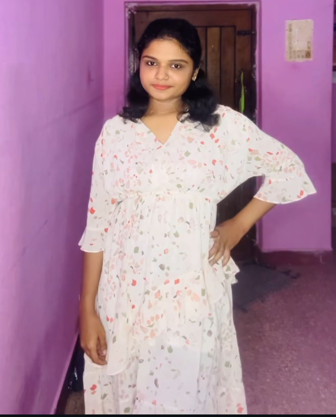 Floral Printed White Dress