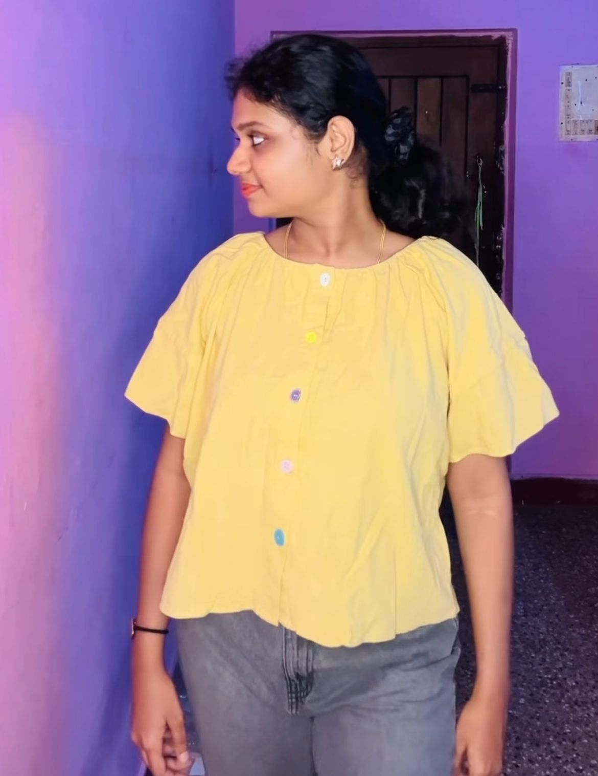 Yellow Button-Down Cotton Top