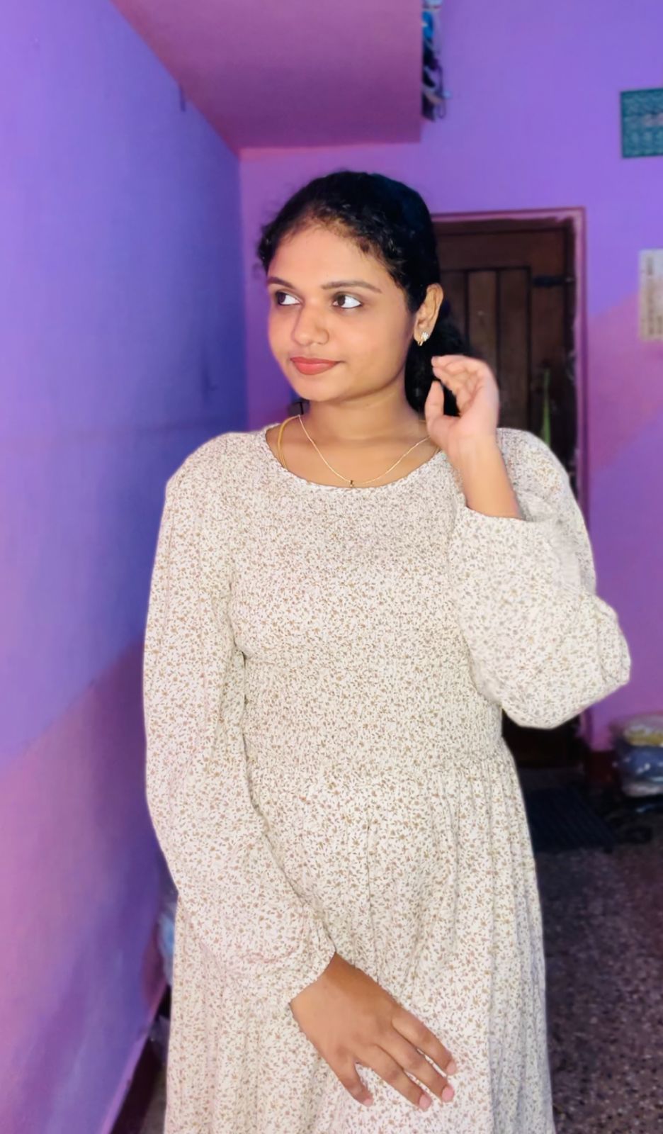 Floral Print Long-Sleeve Dress