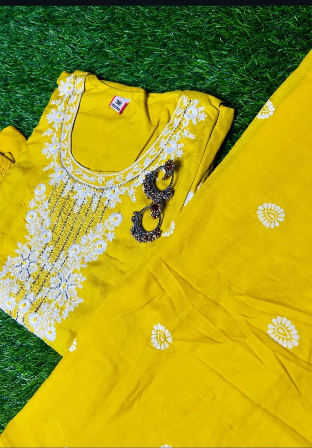 Yellow Embroidered Kurti Set