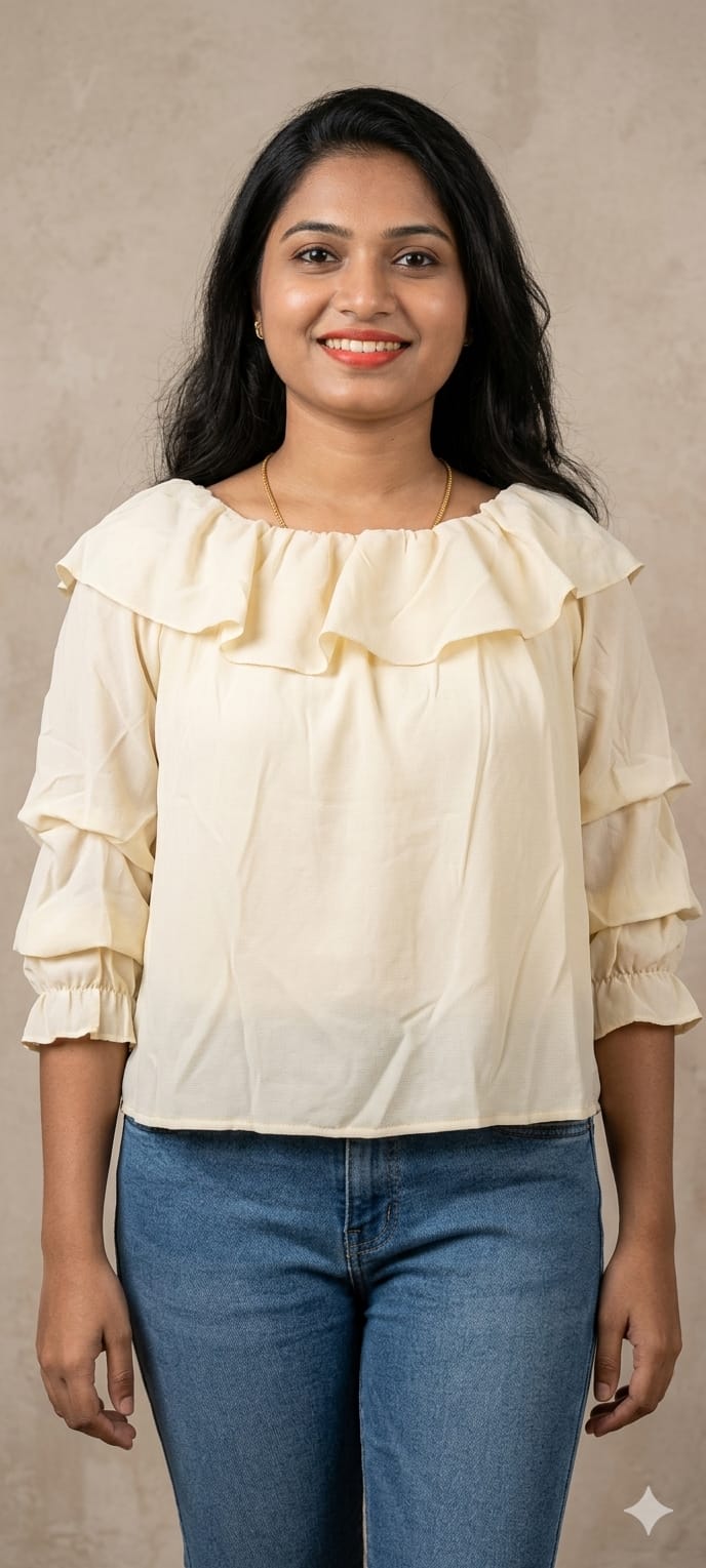 Ruffle Sleeve Cream Top