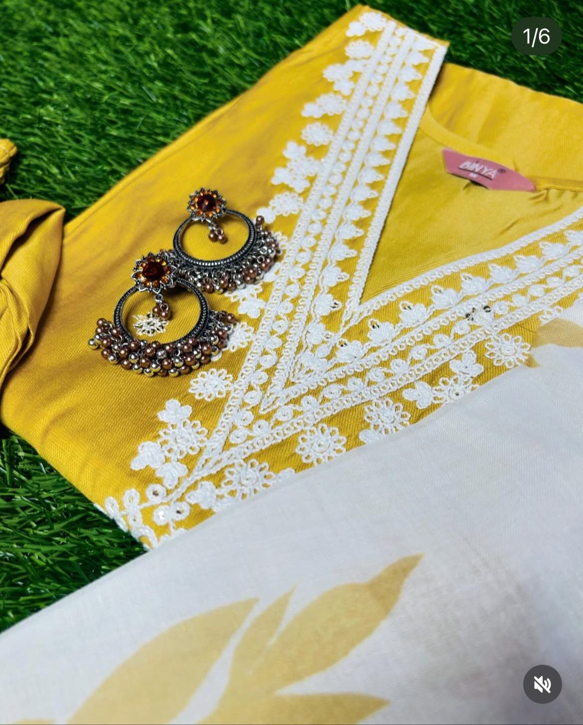 Yellow Embroidered Kurti Set