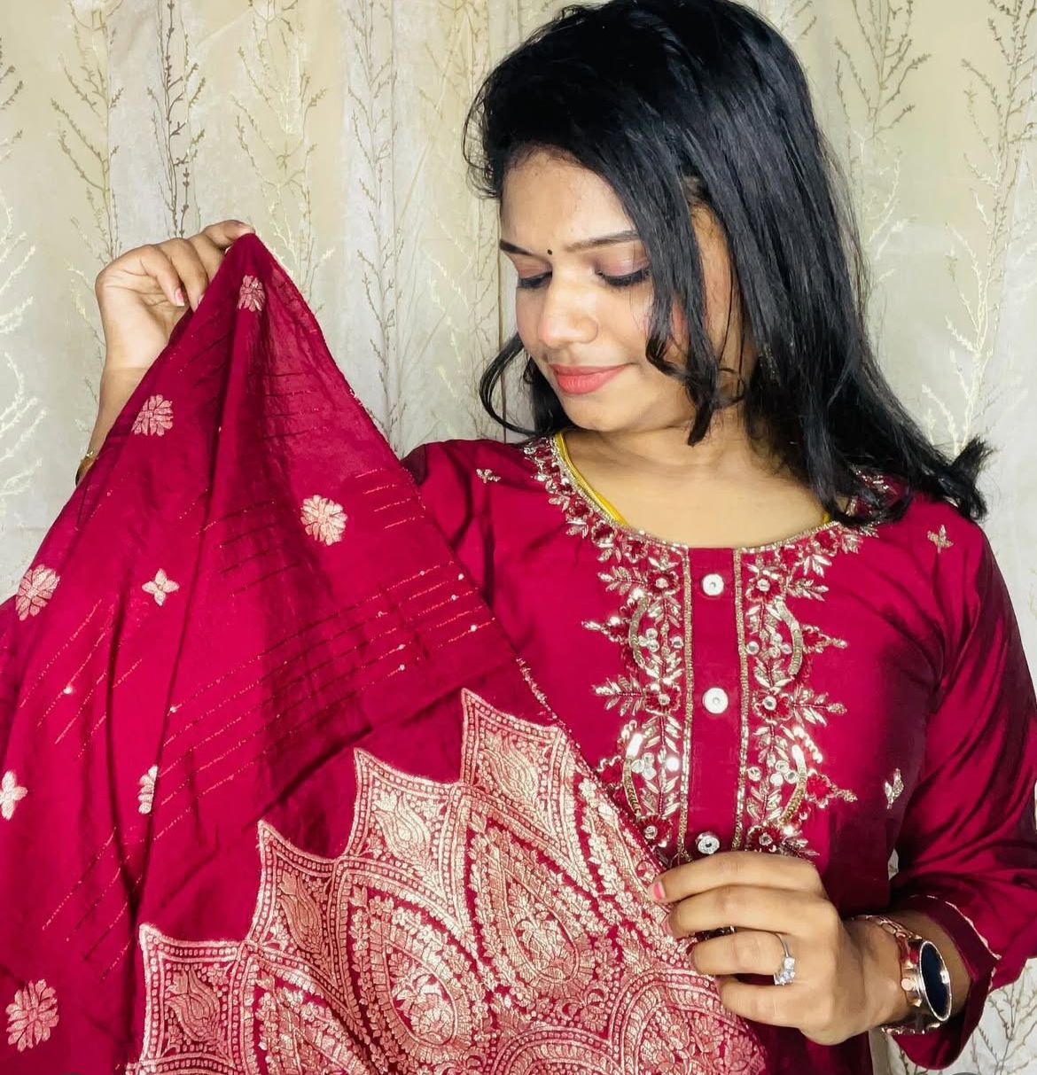 Embroidered DESIGNER Maroon SALWAR Set