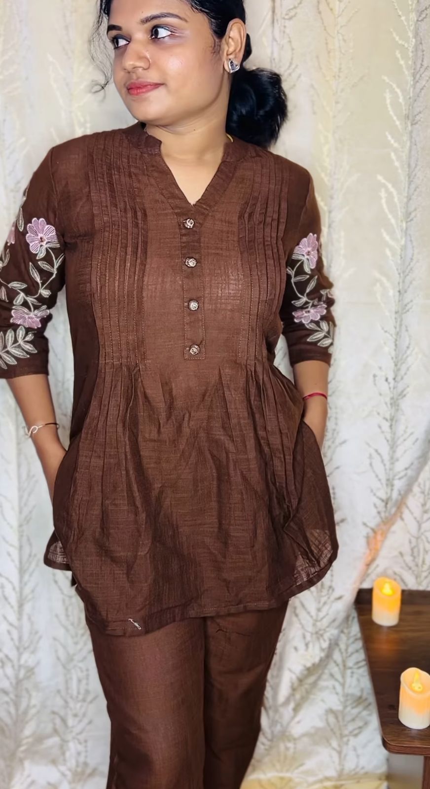 Brown embroidered co-Ord set