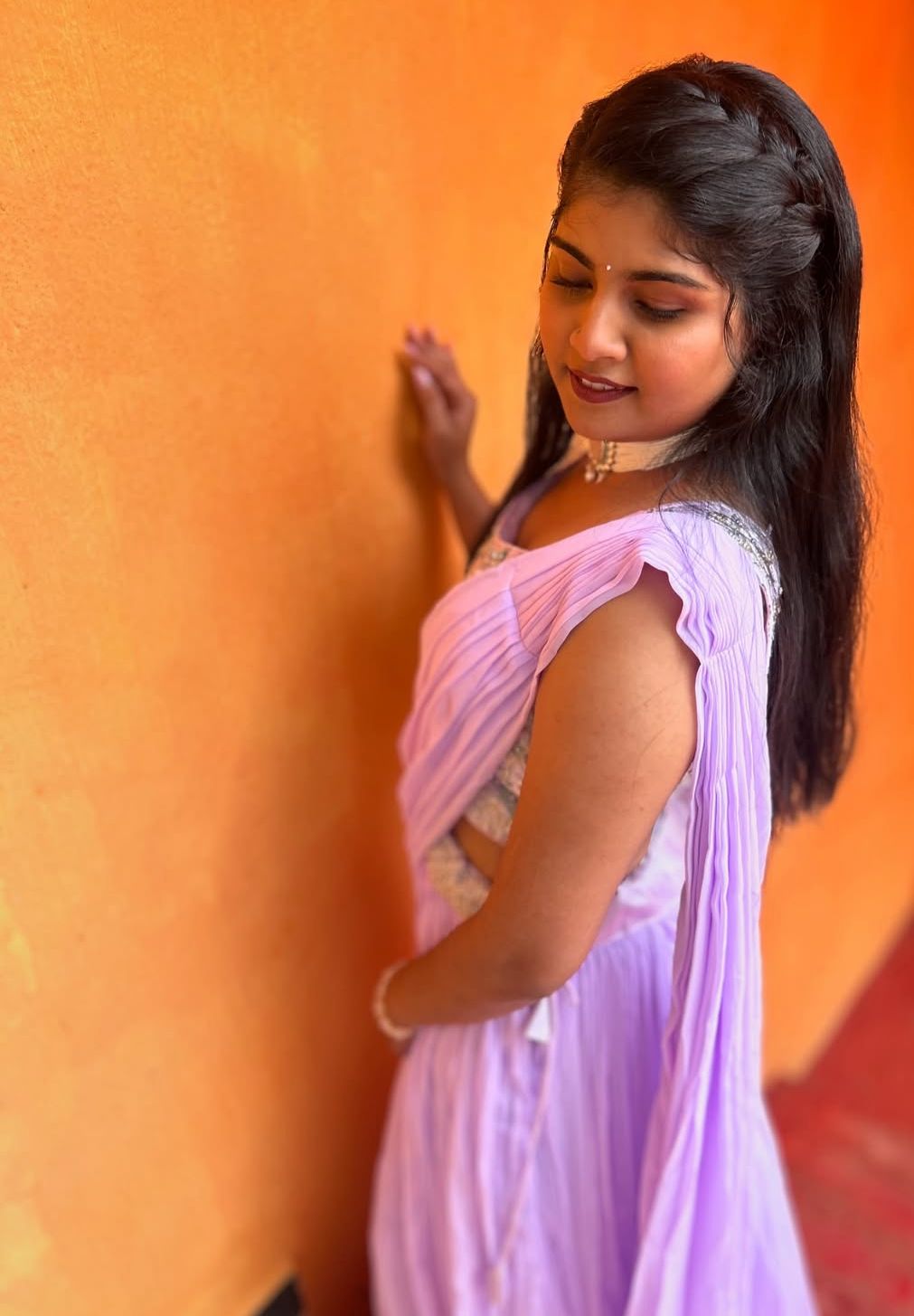 Lavender Pleated lehenga set