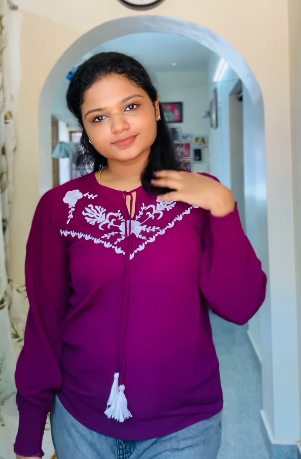 Purple Embroidered TOP