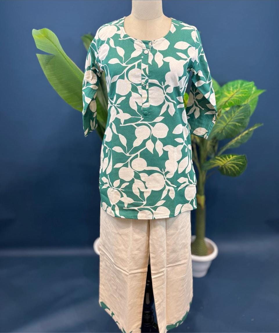 Green Floral Print Co Ord set