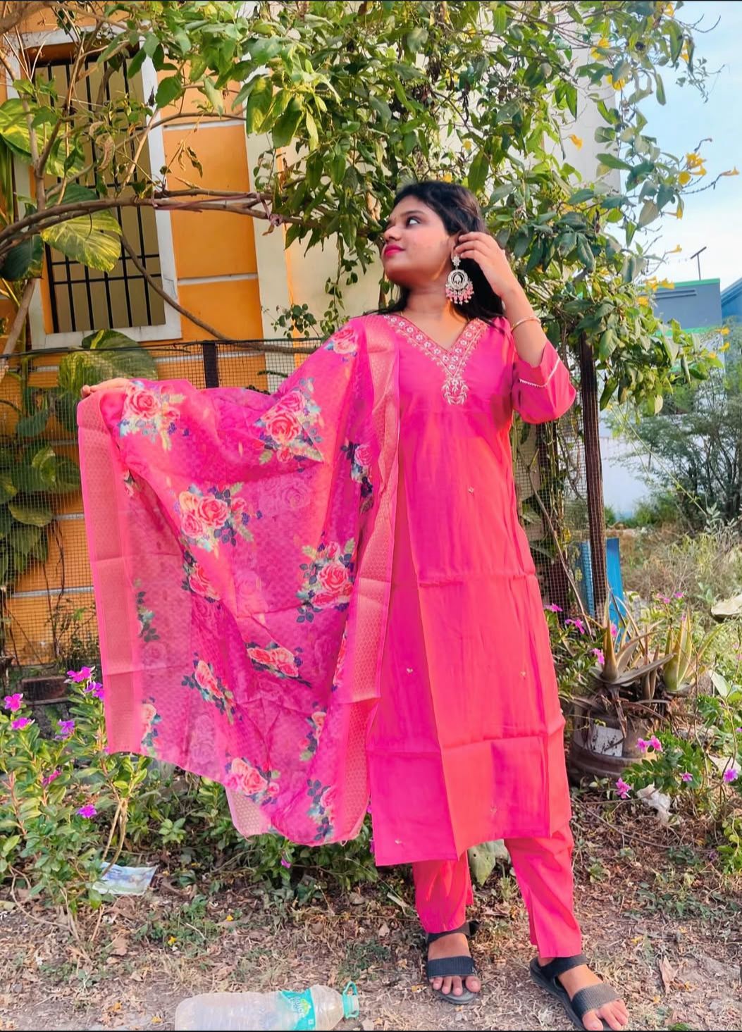 Pink Floral Printed Salwar Suit
