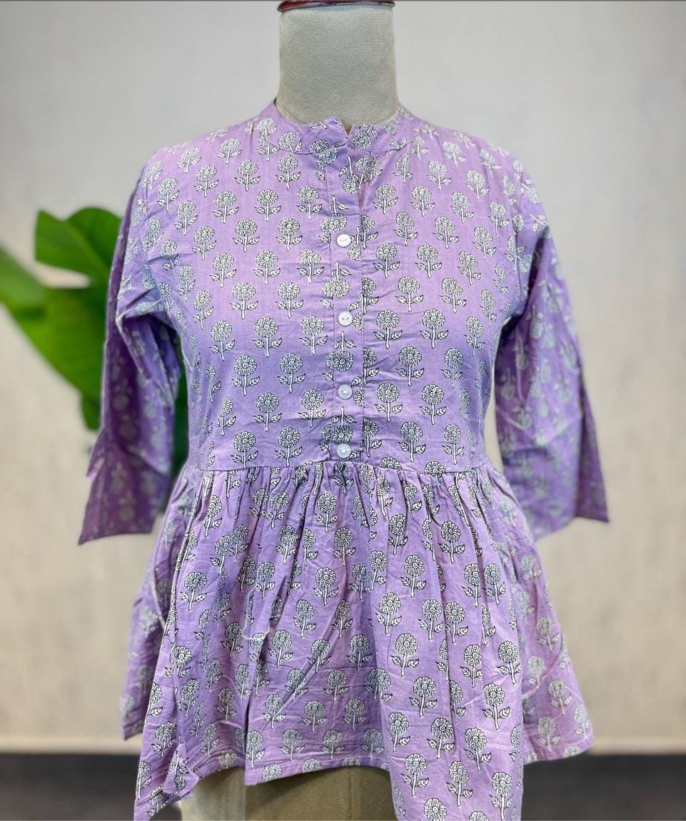 Purple Floral Cotton Top