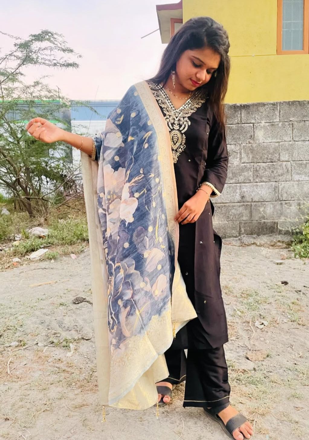 Elegant Black Embroidered Dress