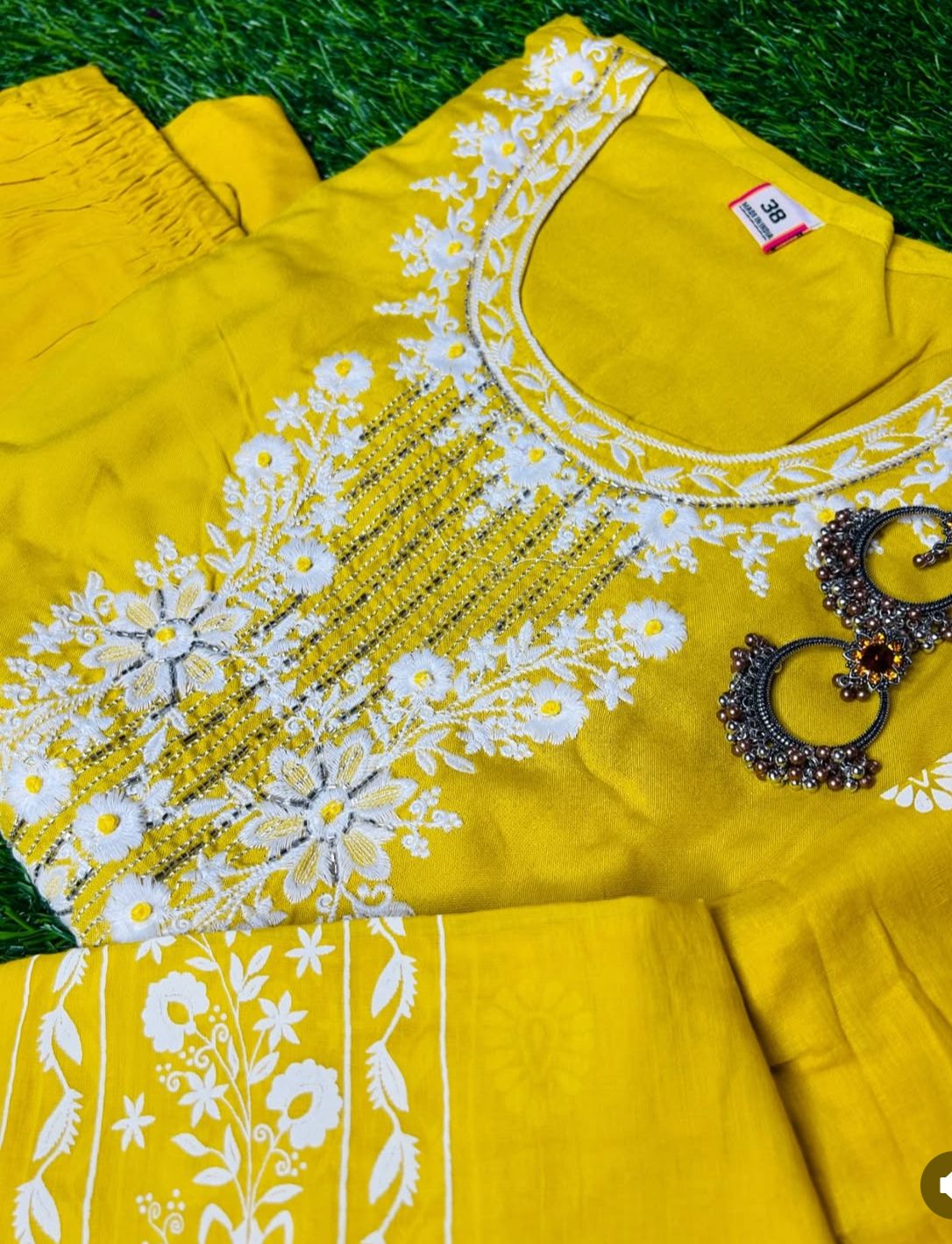 Yellow Embroidered Kurti Set
