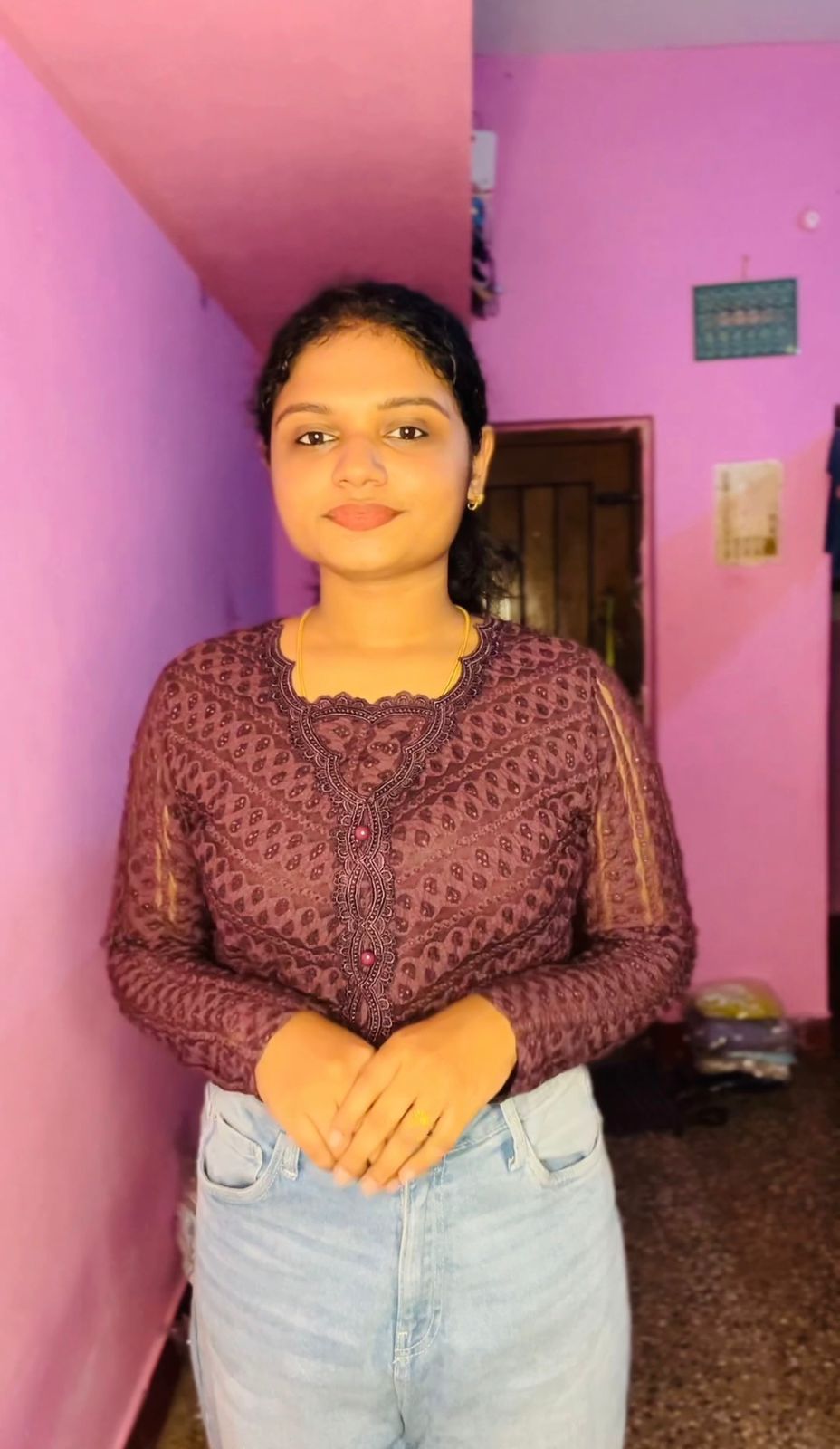 Purple Lace Mesh Top