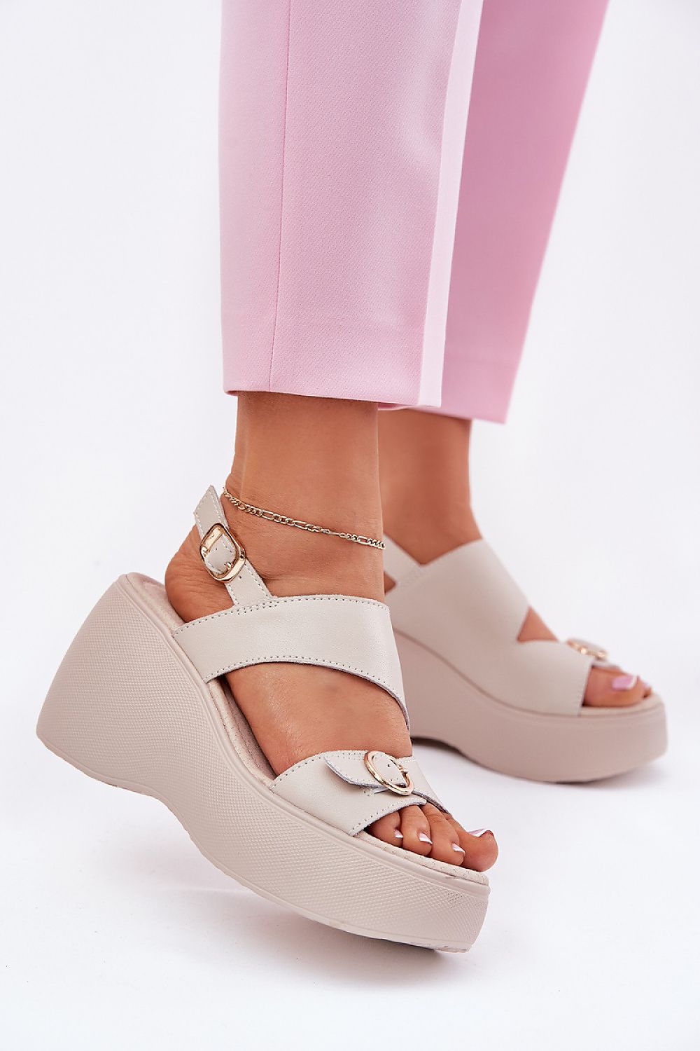 Beige Platform Sandals