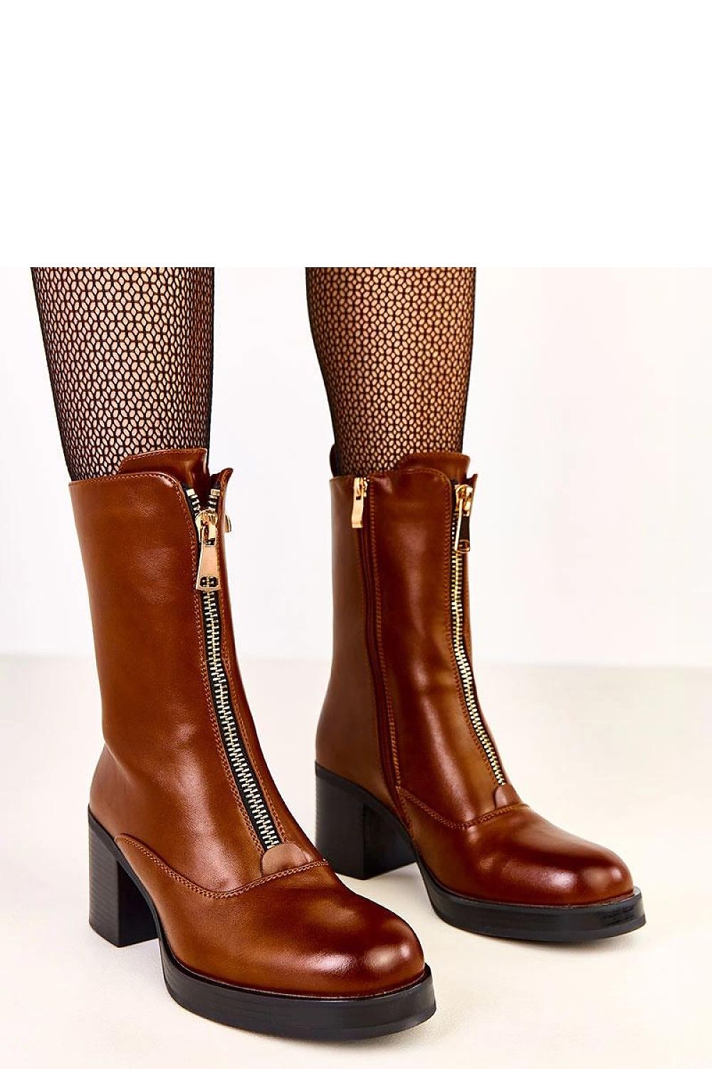 Brown Leather Zip-Up Boots