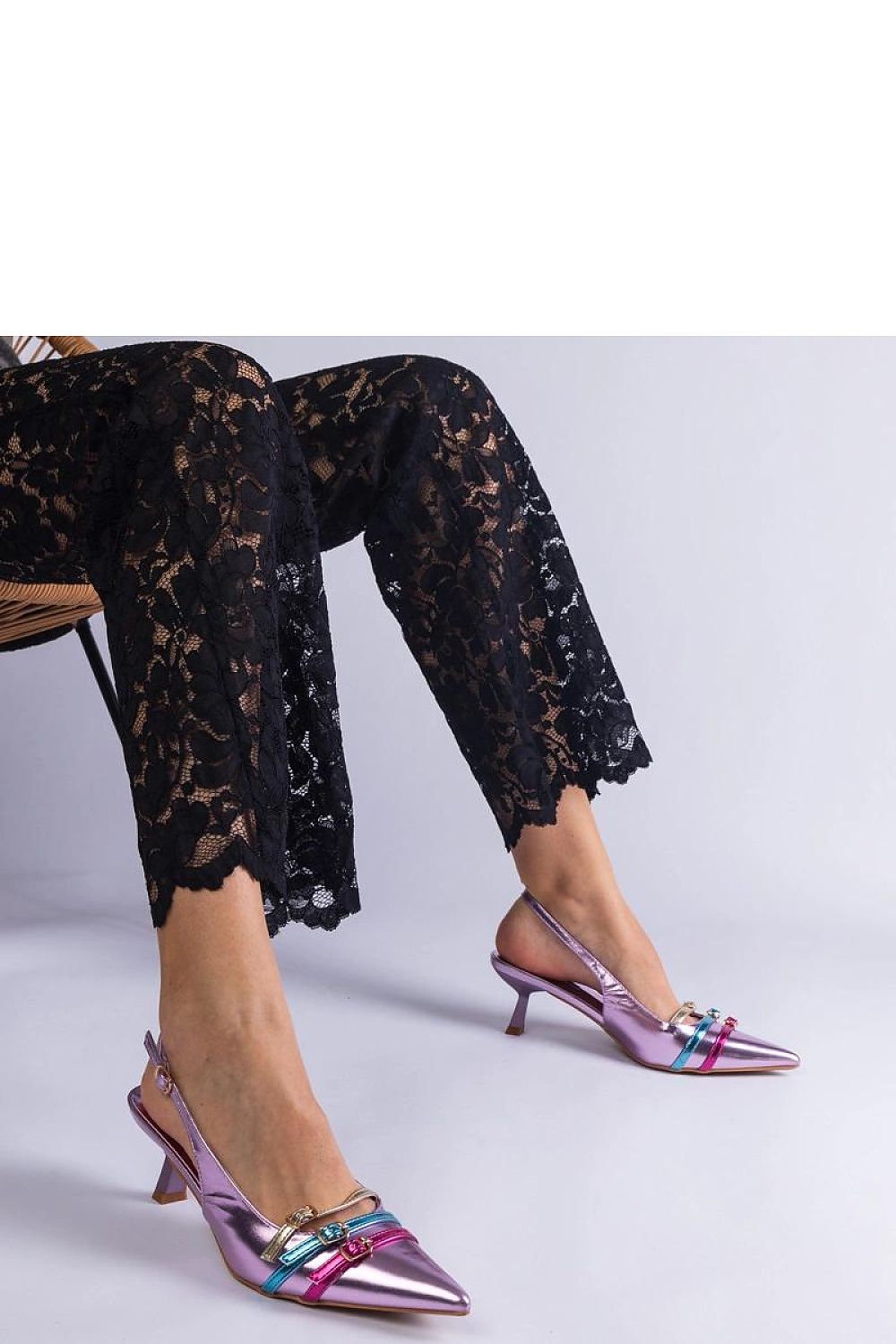 Metallic Pointed Slingback Heels