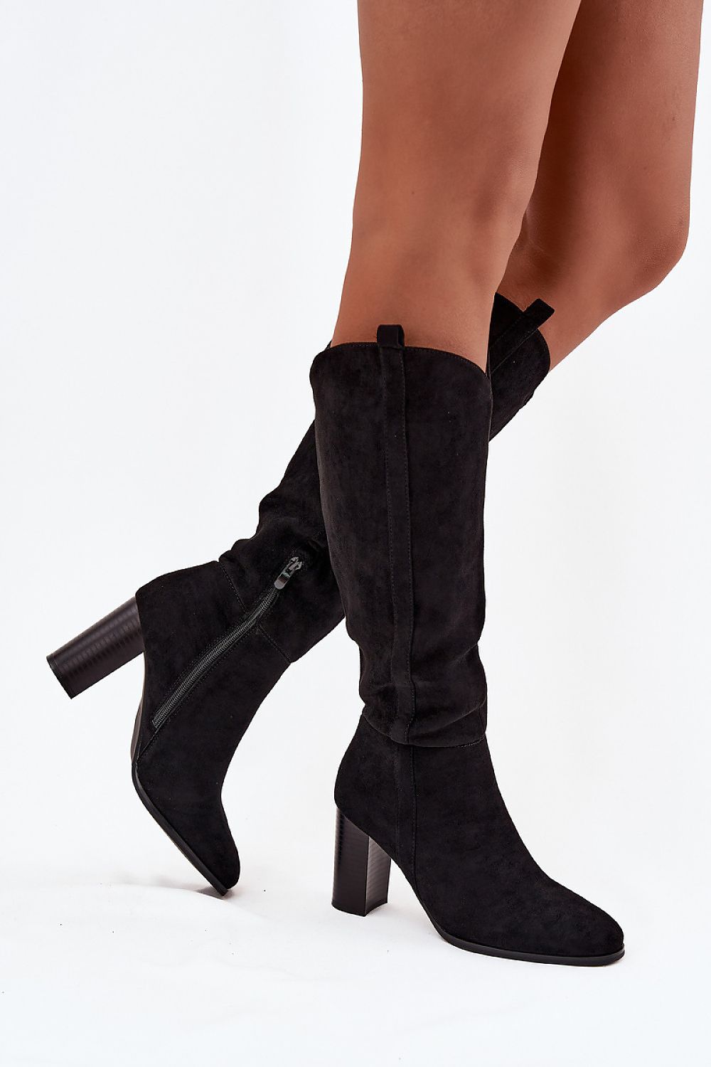 Black Suede Heeled Boots