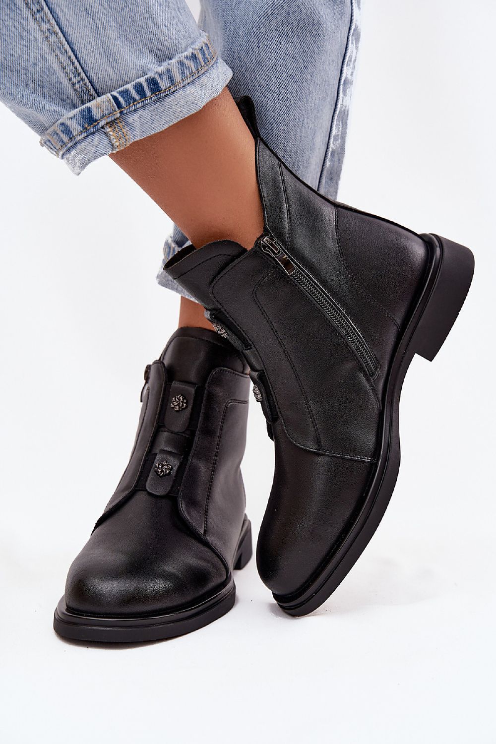 Black Leather Ankle Boots