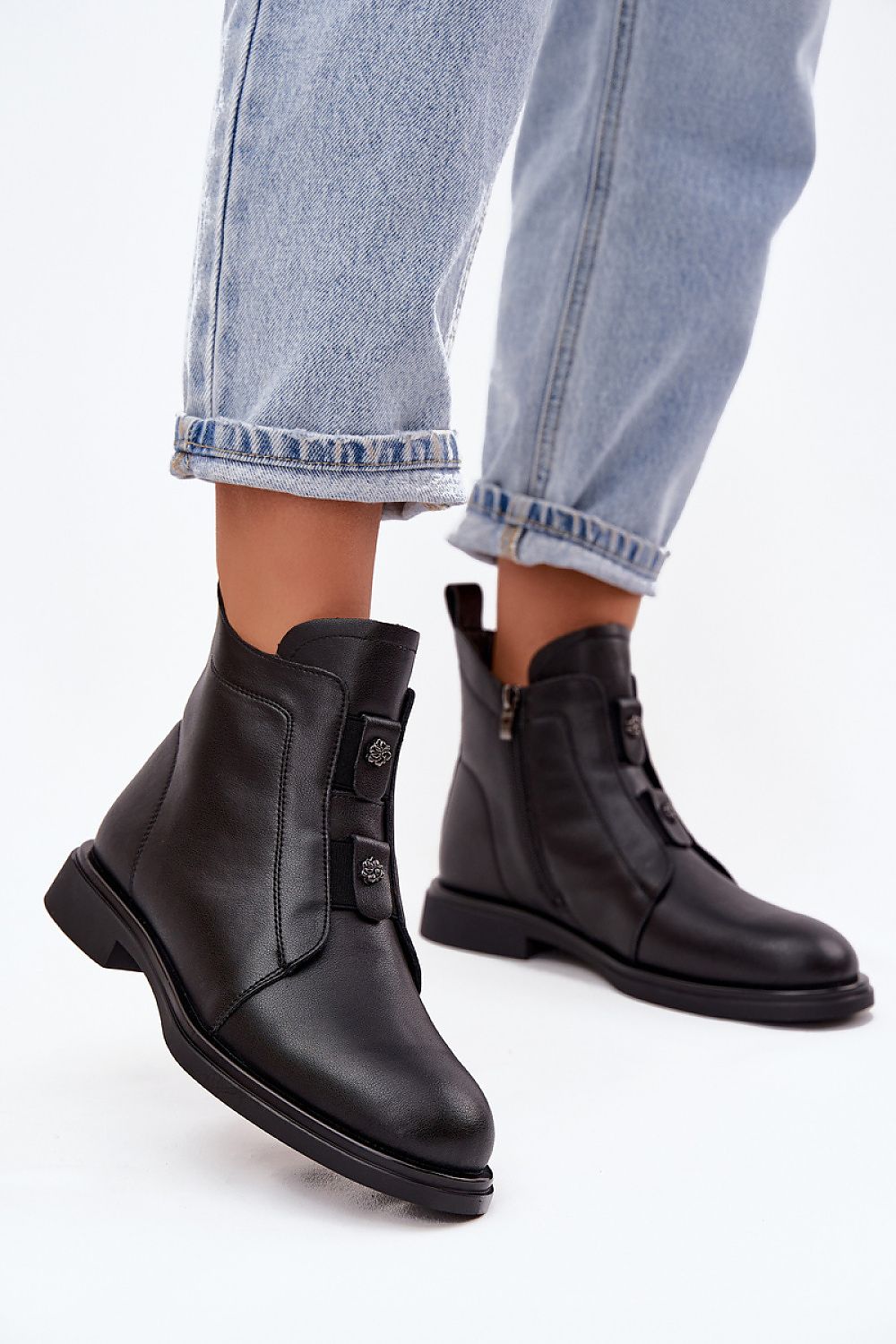 Black Leather Ankle Boots