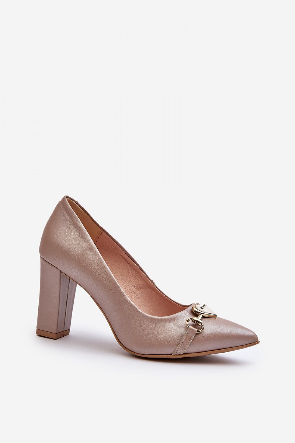 Elegant Nude Block Heel Pumps