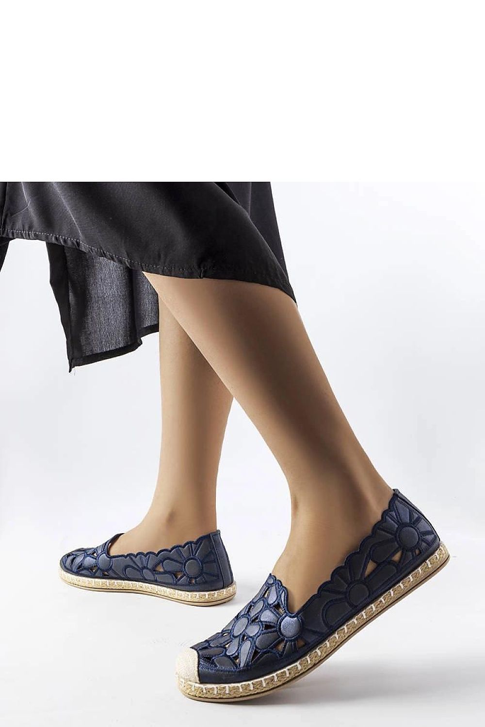 Navy Blue Floral Espadrilles