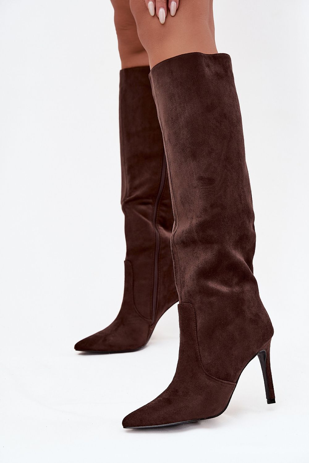 Brown Suede High Heel Boots