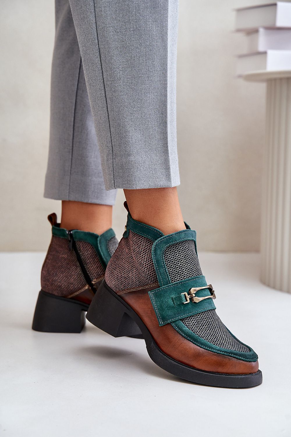 Stylish Color Block Ankle Boot
