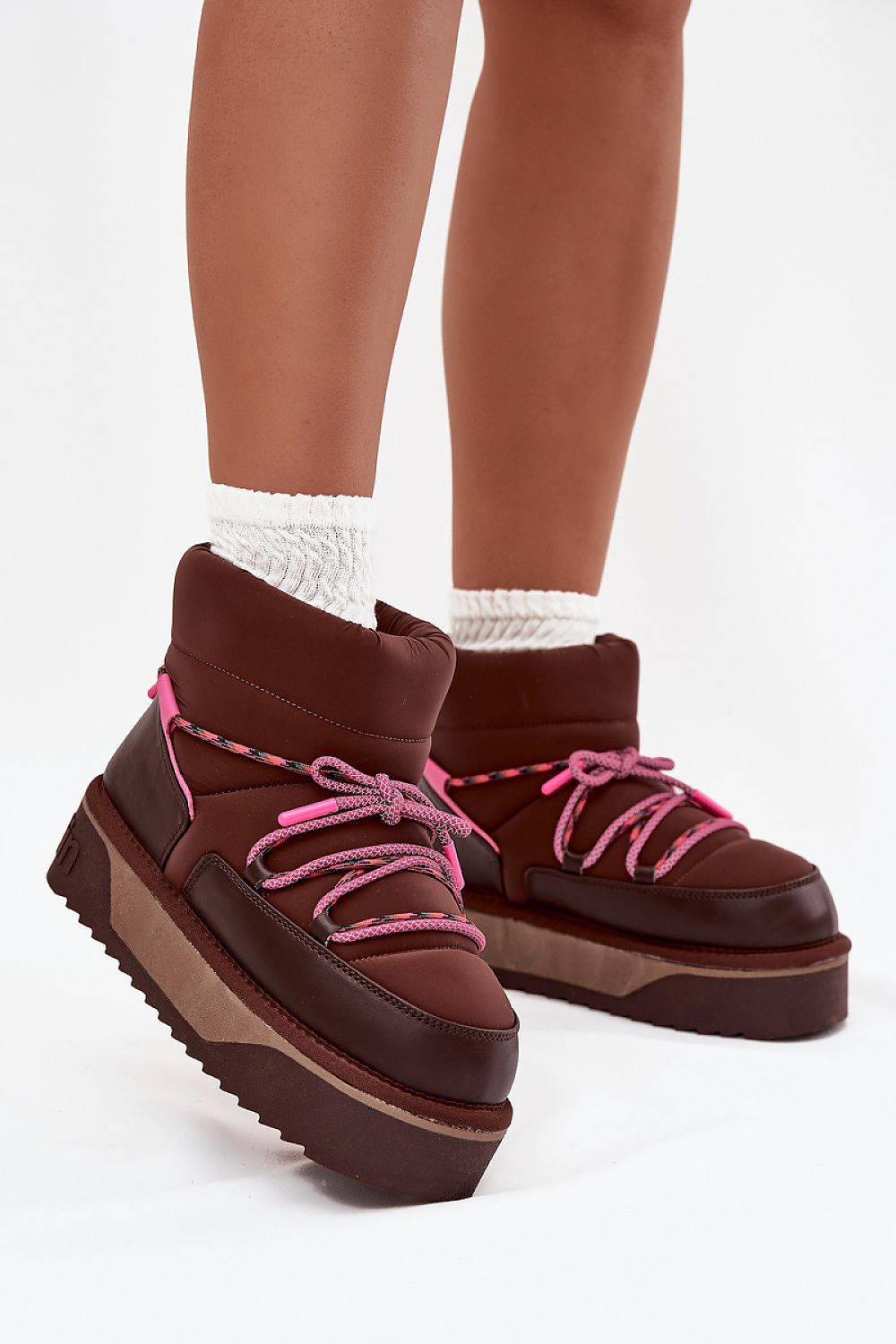 Brown platform winter boots