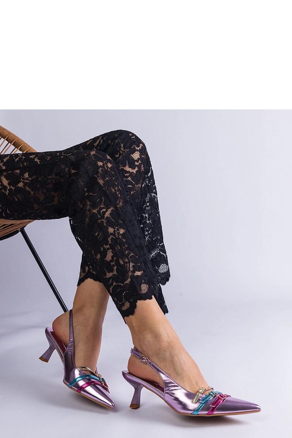 Metallic Pointed Slingback Heels